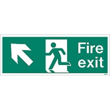 Fire exit sign up to the left