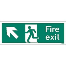 Fire exit sign up to the left