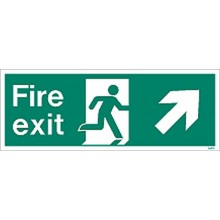 Fire exit sign up to the right