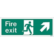 Fire exit sign up to the right