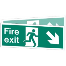 Double-sided Fire Exit sign down to the right or left