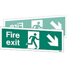 Double-sided Fire Exit sign down to the right or left