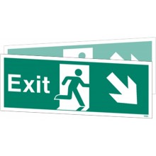 Double-sided Exit sign down to the right or down to the left