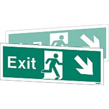 Double-sided Exit sign down to the right or down to the left